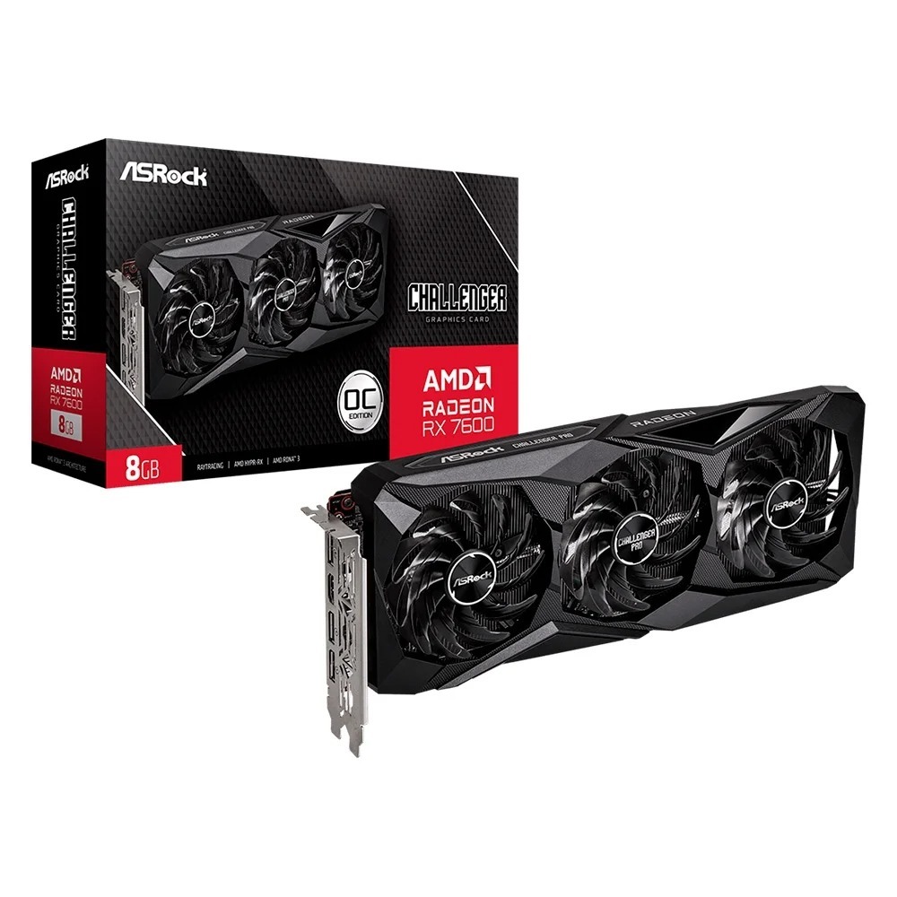 Placa de Vídeo ASRock RX 7600 Challenger PRO OC AMD Radeon, 8GB, GDDR6, Triple Fan