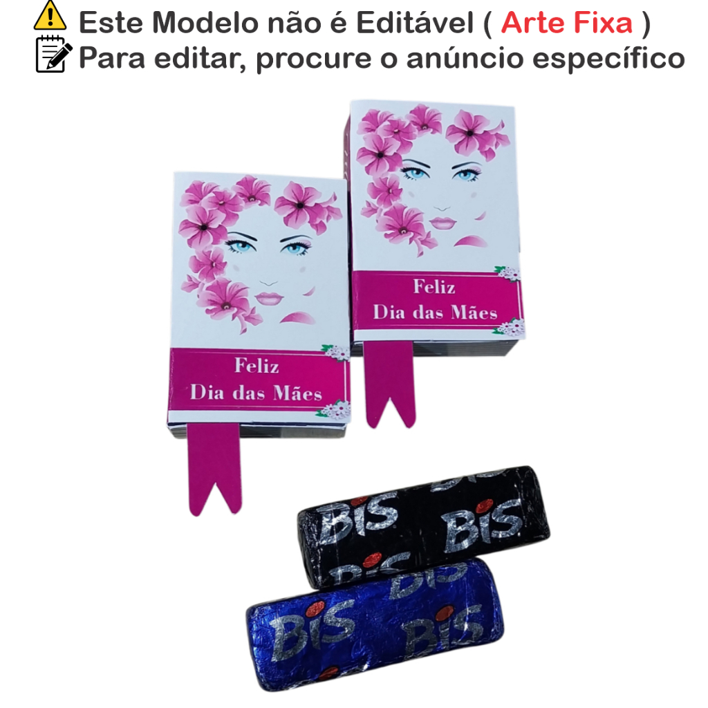 Lembrancinhas Dia das Mães Mini Livro Porta Bis | Papel Fotográfico 180g - Dia das mães rosto floral cod. dmarf