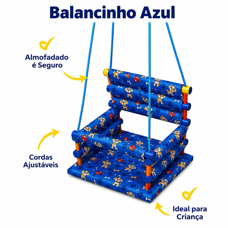 Cadeirinha de Balanço Infantil Reforçada Madeira e Tecido Premium, 1 a 10 Anos, Suporta Até 35kg direto da fabrica