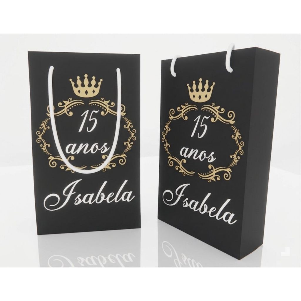 ENVIO RÁPIDO Kit Sacolinha Personalizada 15 Anos - 17x10x4cm - Papel Offset Fosco 180g