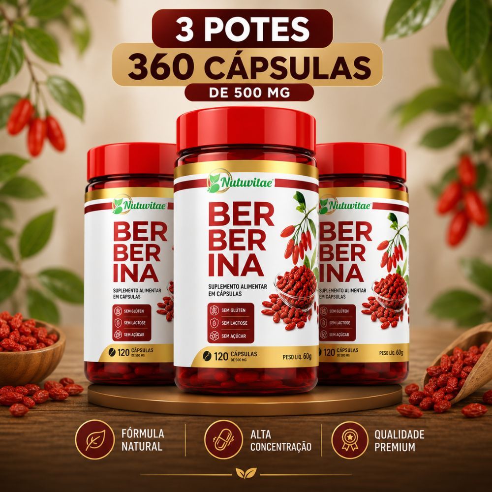 Berberina Natural - Pura - Original - 120 Cápsulas - 500mg