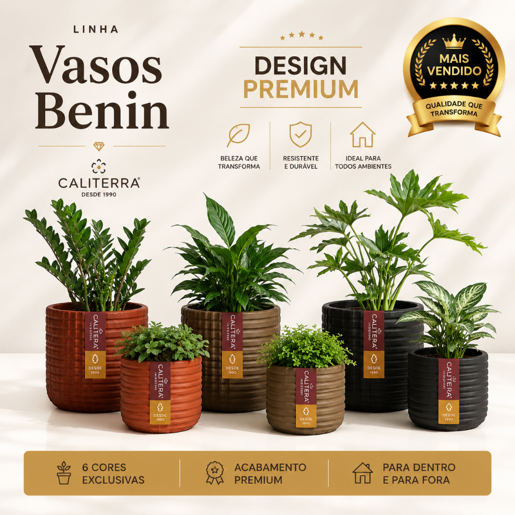 Vaso de Planta Polietileno Decorativo Redondo Benin
