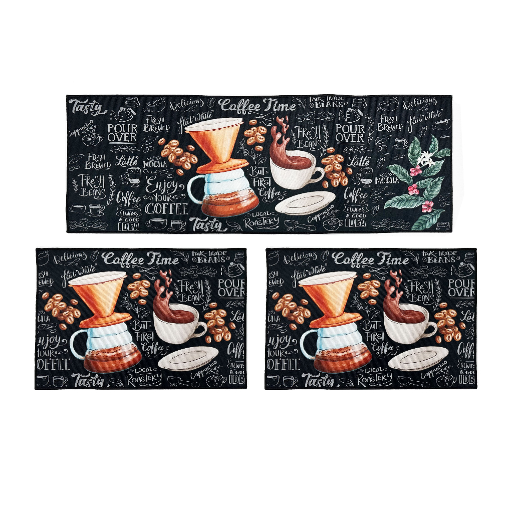Tapete De Cozinha Antiderrapante Mosaico Jogo 3 Pçs Allegra Jolitex Ternille
