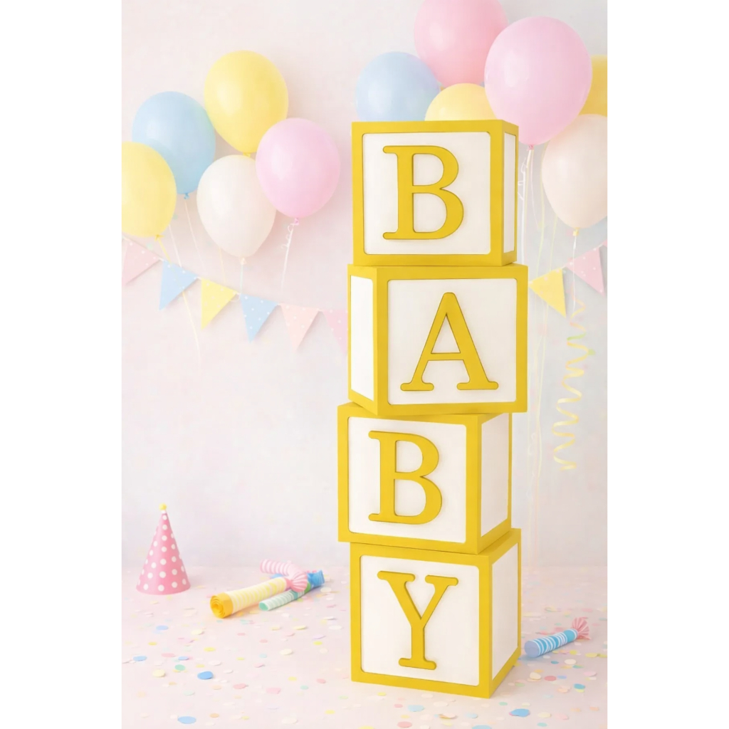 Cubos Baby Decoração Chá Revelação Festa Personalizável