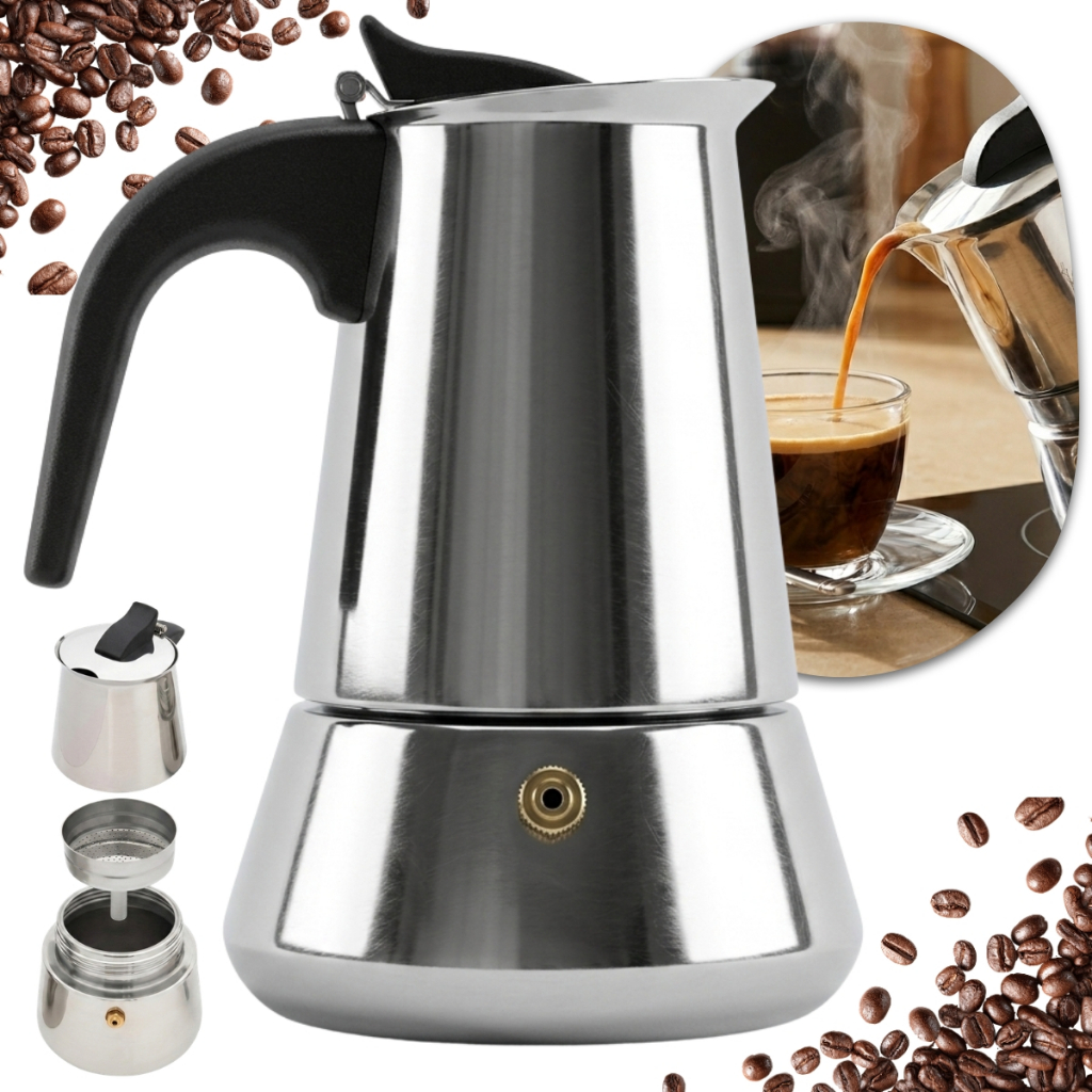 Cafeteira Italiana Inox Indução 6 Xícaras Café Encorpado Aromático Expresso Cinza Cozinha