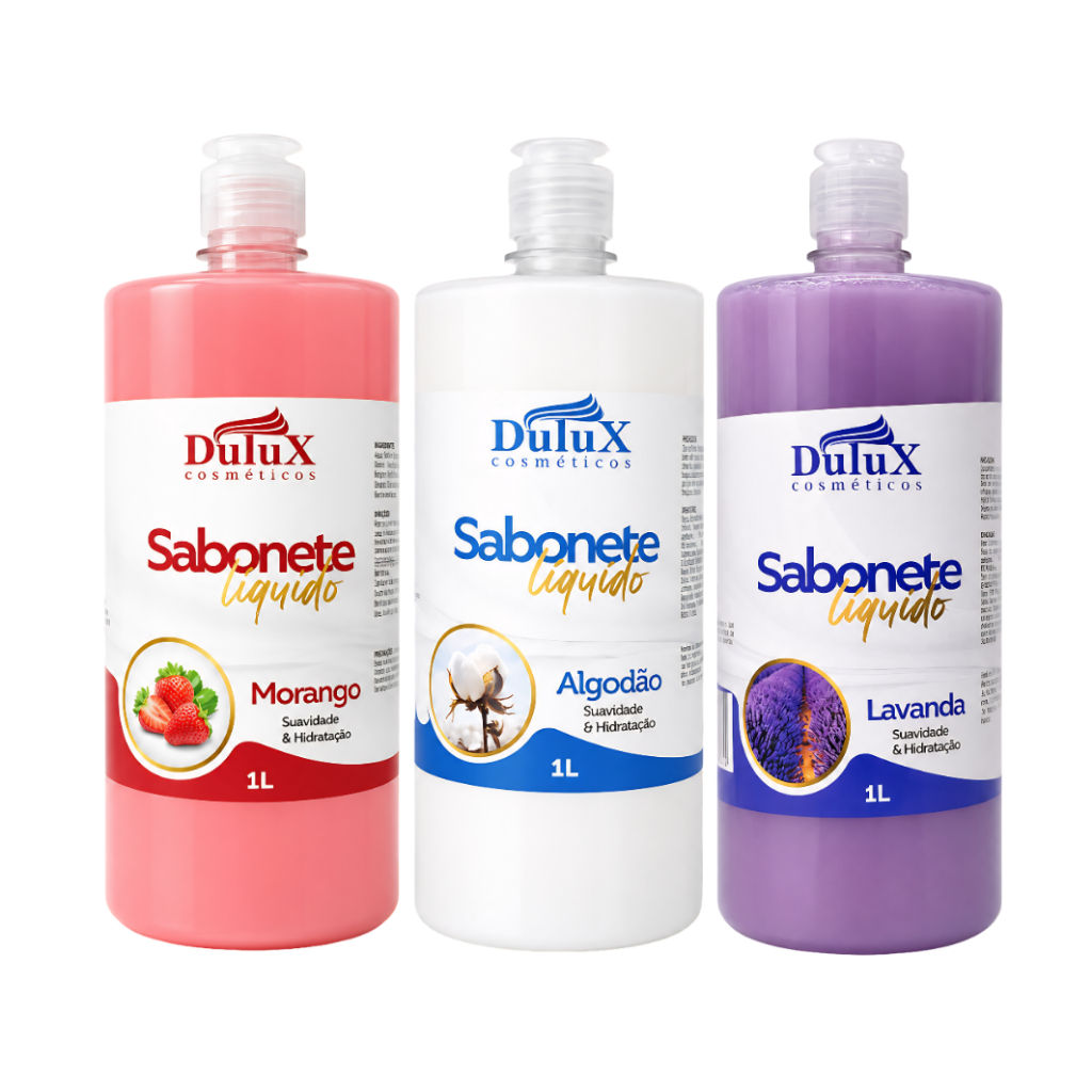 Sabonete Liquido 1 Litro Dulux Cosmeticos Suavidade Hidratação Para Mãos e Corpo