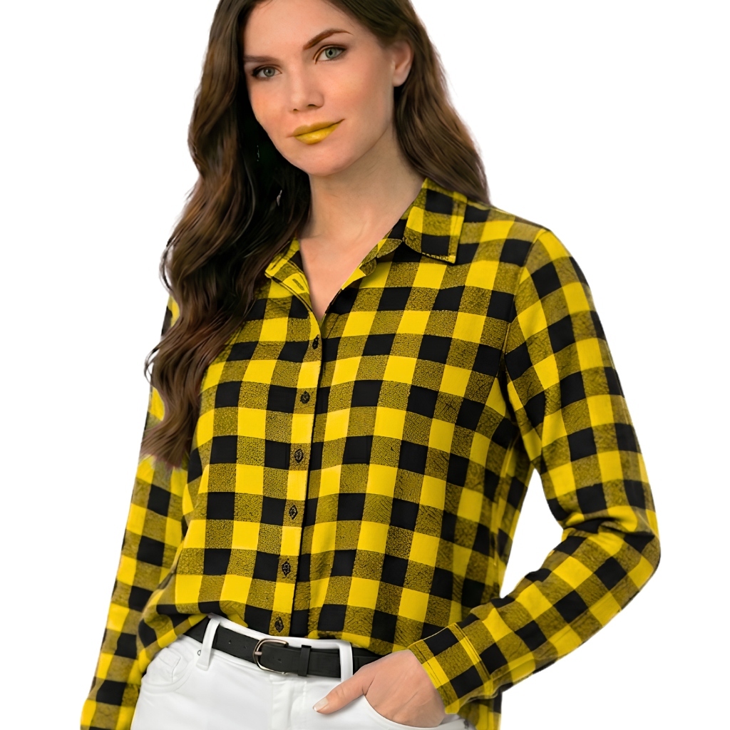 Camisa Xadrez Feminina Festa Junina Manga Longa Estilo Blogueira Buffalo Blusa Botões Luxo Top