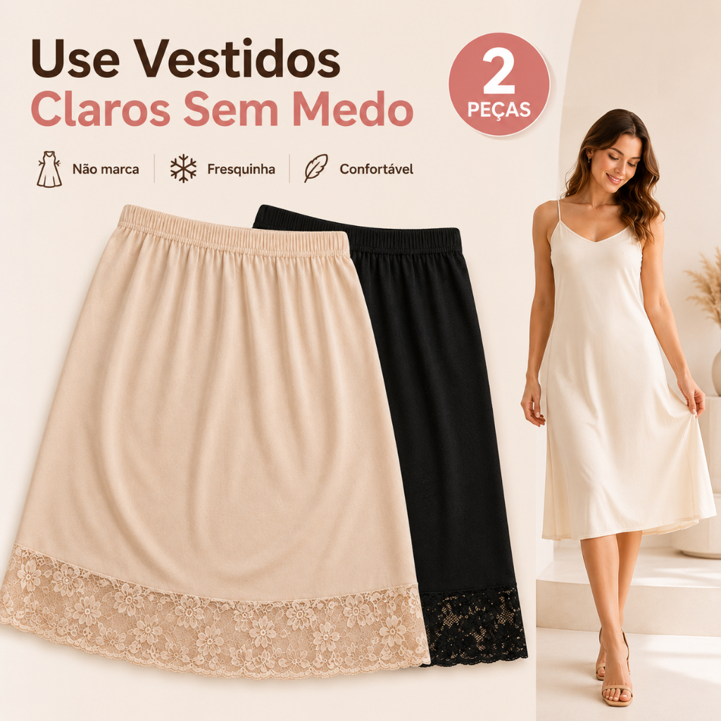 Kit 2 Anágua Saiote Segunda Pele Não Marca Vestido Combinação
