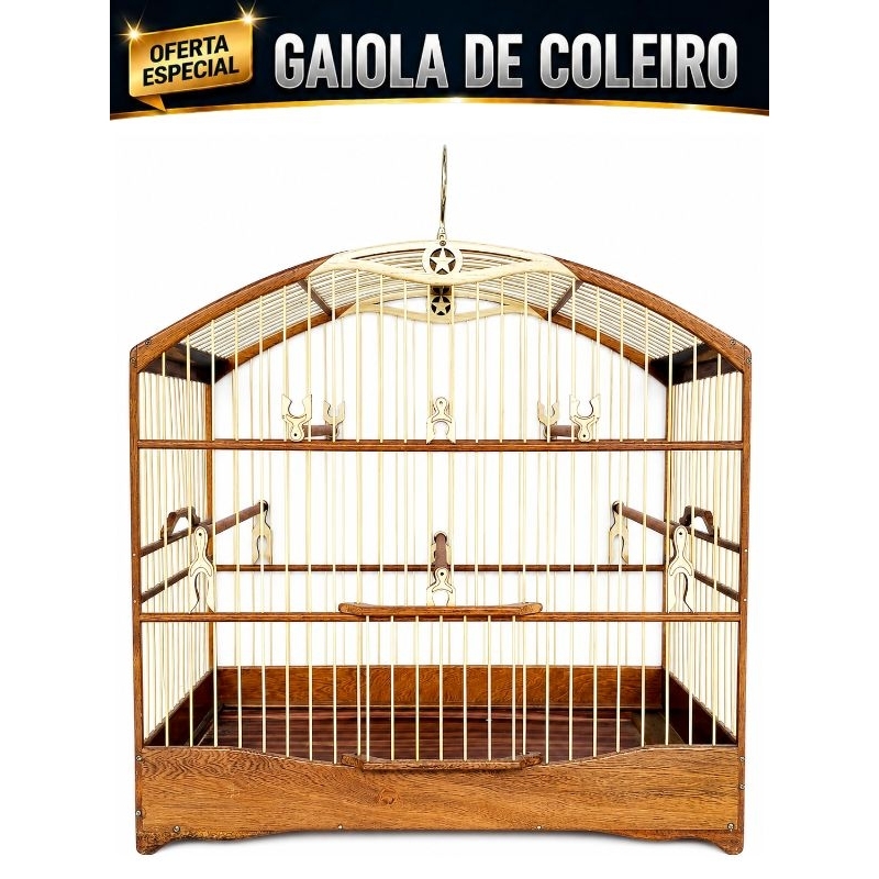 Gaiola Coleiro Varetas de Bambu - Parafusada - Modelo Tradicional