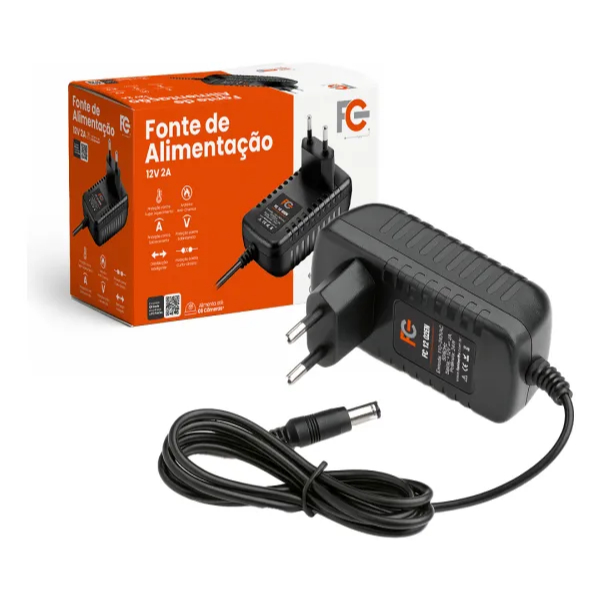 Fonte Fc 1202en 12v 2a 24w Bivolt C/ Proteção P/ Cftv