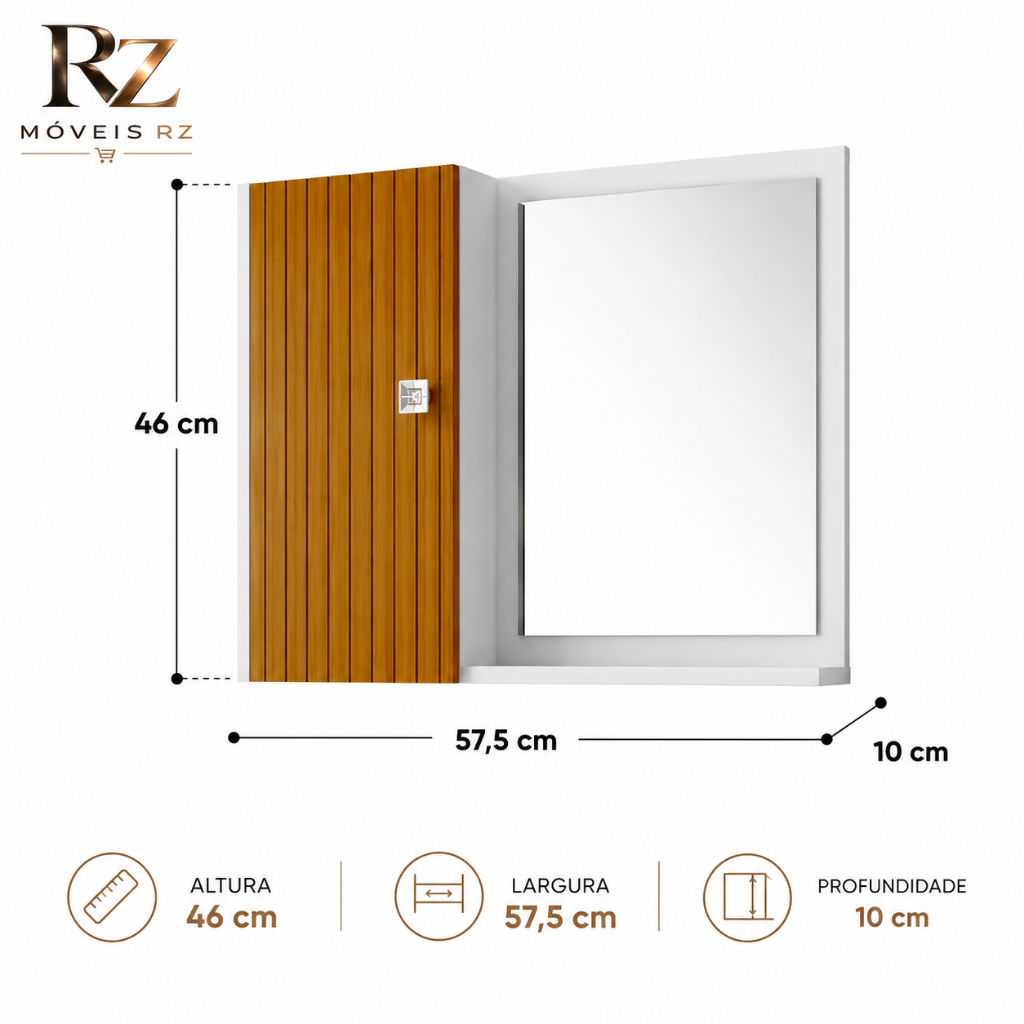 * OFERTA * Armário Com Espelho Banheiro 1 Porta Prático Nichos Divisórias Moderno Funcionalidade Armario Compacto Genova