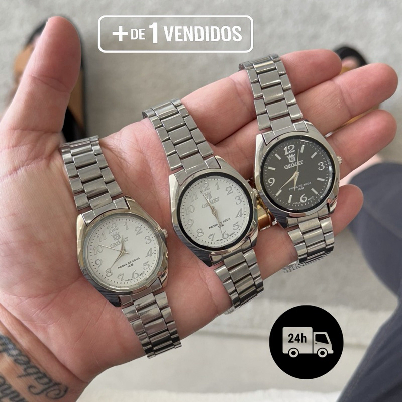 Relógio Masculino Aço Inox ORIMET Original Bateria 377 À Prova D’Água Quartz Premium Social Presente