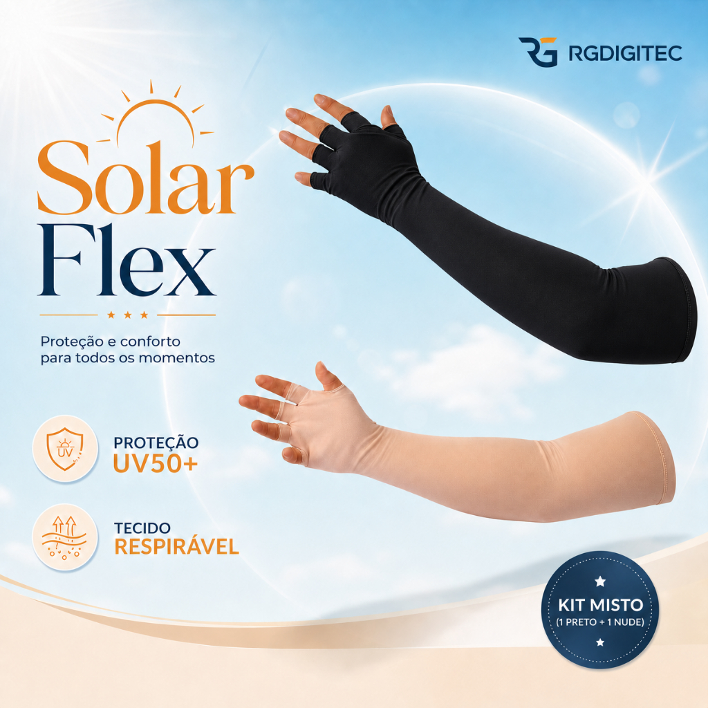 Luva mangote meio dedo manguito de proteção solar flex dia a dia motoqueiro motorista profissional ciclista