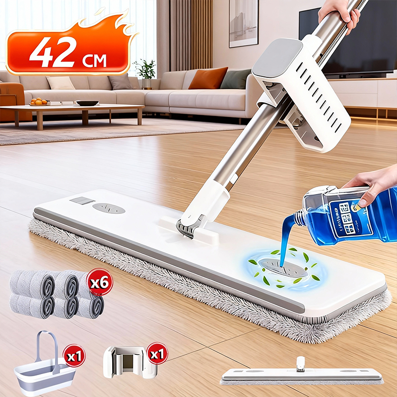 KIT 9 Conjunto De Esfregão E Balde Dobrável De Microfibra Com Raspador De Desaguament