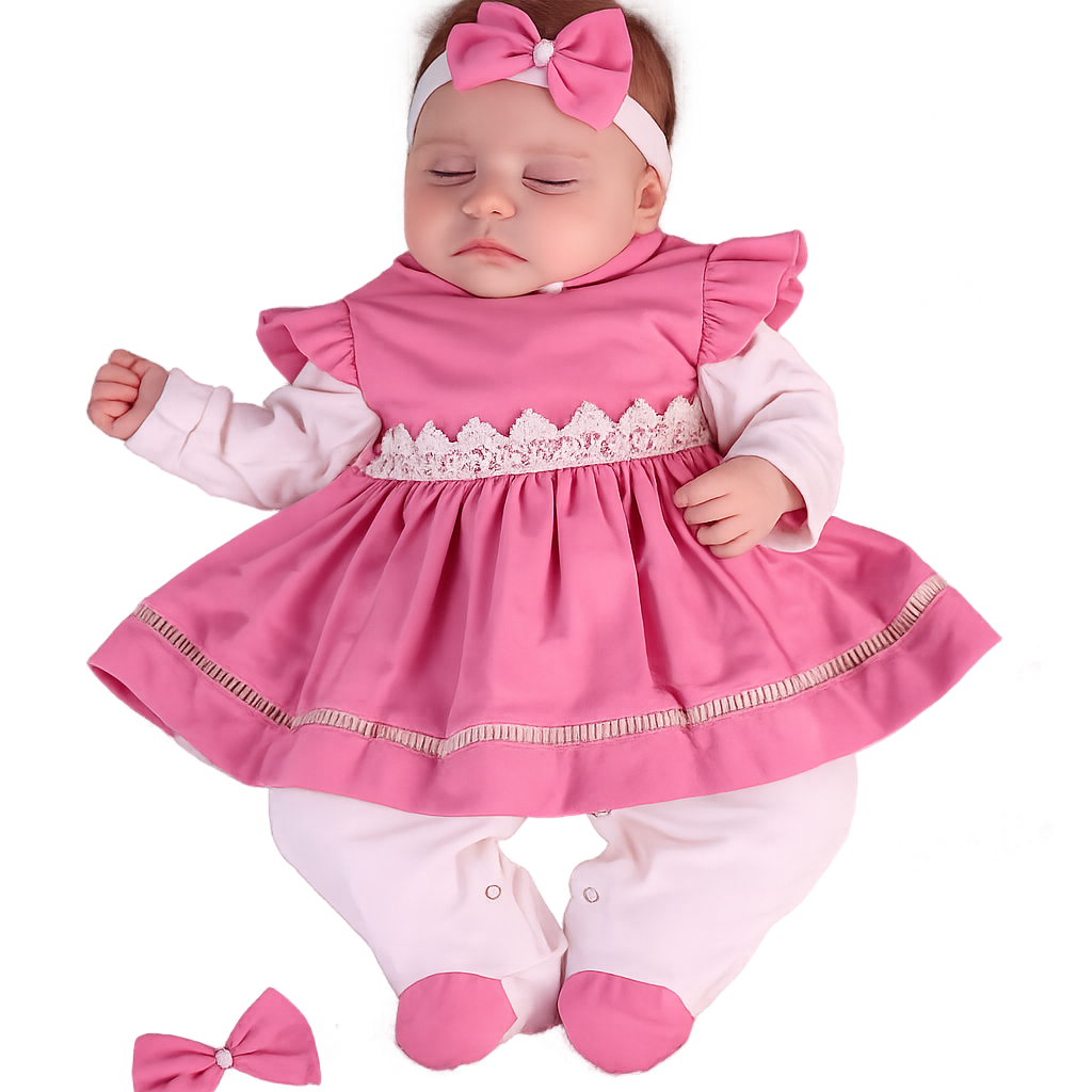 Saída De Maternidade menina Luxo Com Vestido 100% algodão Roupa de Bebe
