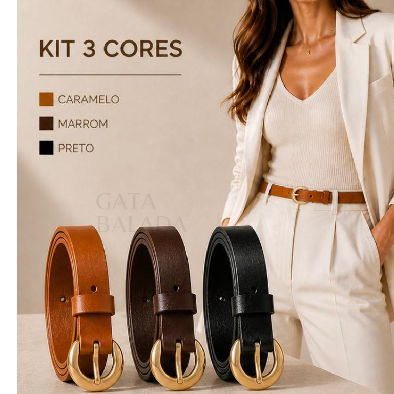 Kit Cintos Femininos Finos Fivela Dourada Básico Cintura Ajustável Largura1.5cm Moda Minimalista Elegante Casual Lindo