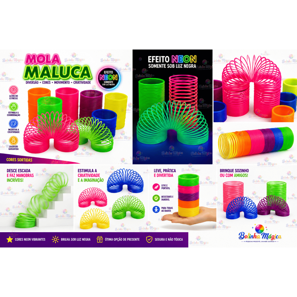 25 Mola Maluca Grande Neon Colorida Kit Festa Infantil Lembrancinha Surpresa Brinquedo Crianças