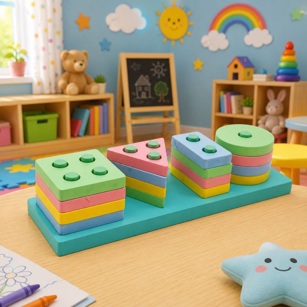Encaixe Divertido 17 Pçs MDF Brinquedo Educativo Didático Infantil Pedagogia Colorido Cores Sortidas