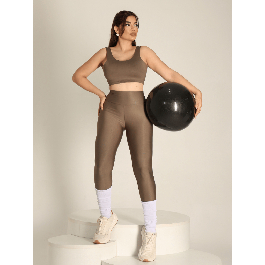 Conjunto Calça Leg e Top Academia  Feminino Fitness Ótima Compressão