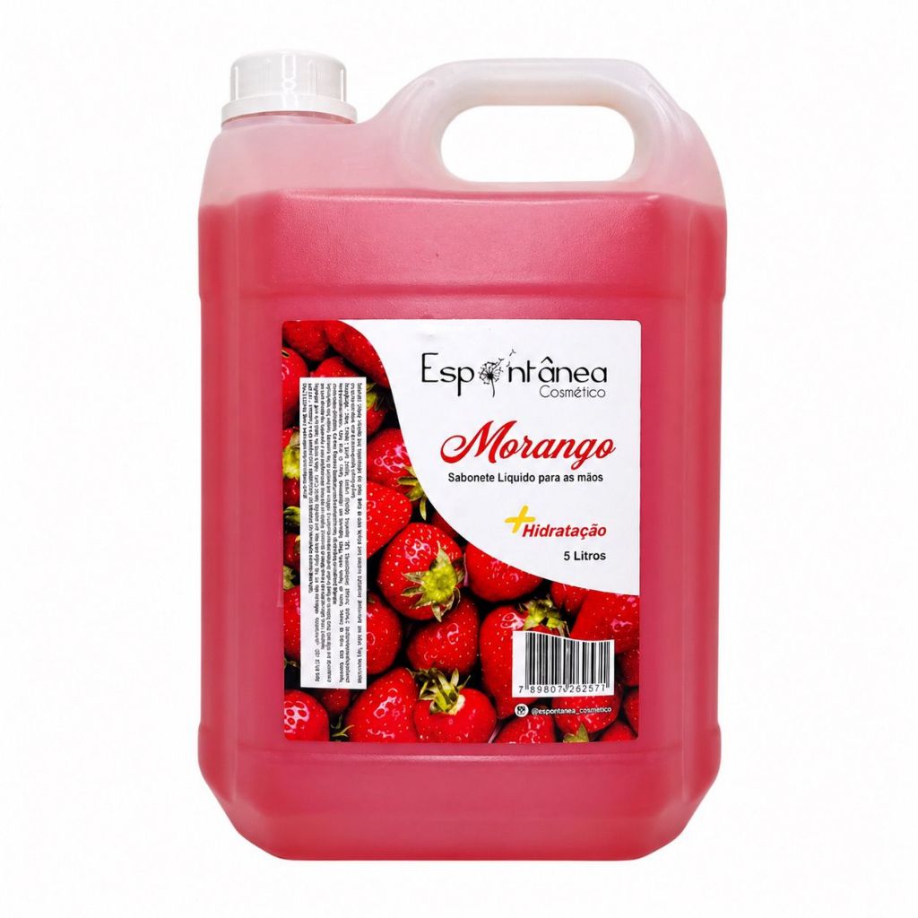 Sabonete Líquido Morango 5L Cremoso Hidratante Para Mãos Galão Limpeza Profunda Aloe Vera Premium.