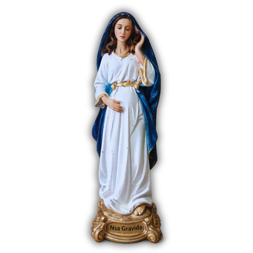 Imagem Nossa Senhora Grávida 15cm Resina Sacra Decorativa Acabamento Refinado Pintura Artesanal Católica