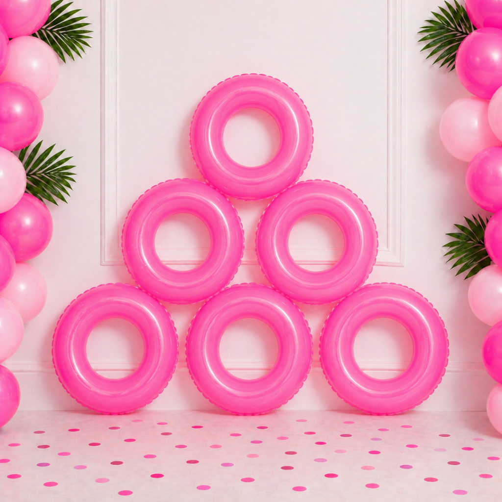 Kit 5 Boias Redondas Decorativas Para Festa Piscina Inflável Infantil Coloridas Praia Piscina