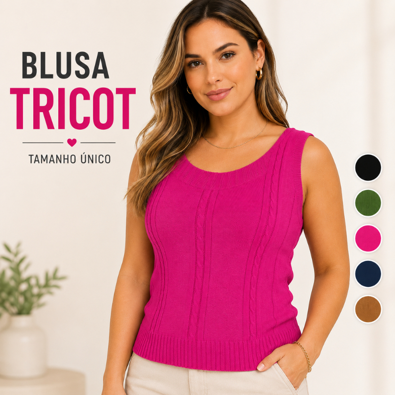 Blusa Tricot Feminina Regata Modal Canelada Tam Único Casual Elegante |3062| Lançamento