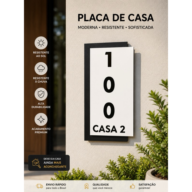 Placa Número residencial em ACM personalizada | Casa | Apartamento | Empresa | Placa endereço personalizado