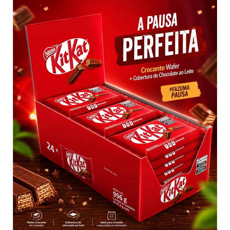 🚨Chocolate Kit Kat tradicional Nestlé - Caixa C/24 Unidades🚨 OFERTA
