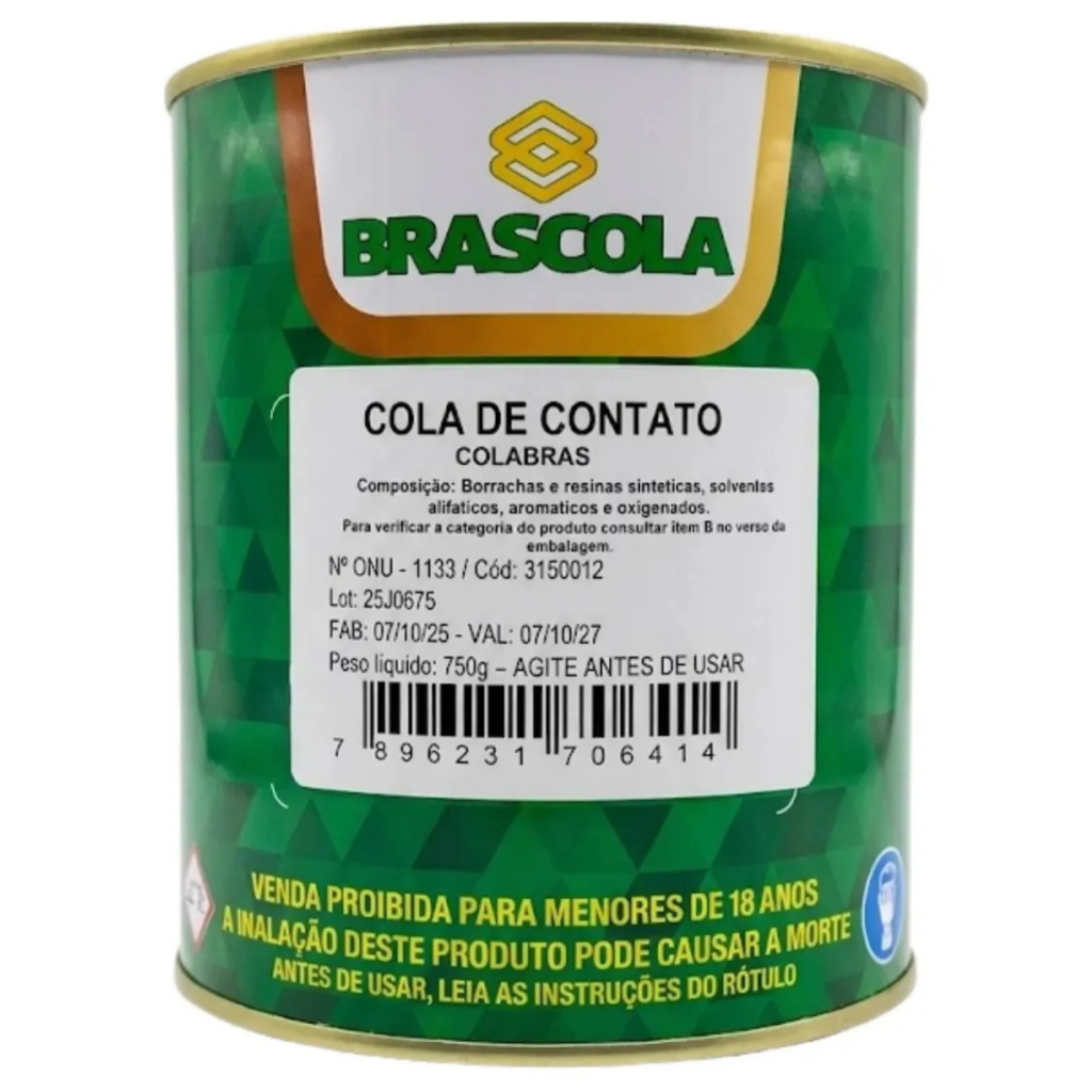Cola De Contato Brascola 750g Original Adesivo Sapateiro Alta Resistência Couro Madeira Borracha Eva