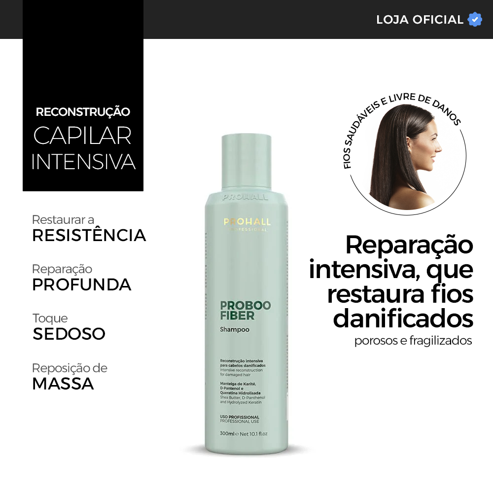 Shampoo de Reconstrução Intensiva Proboo Fiber 300ml