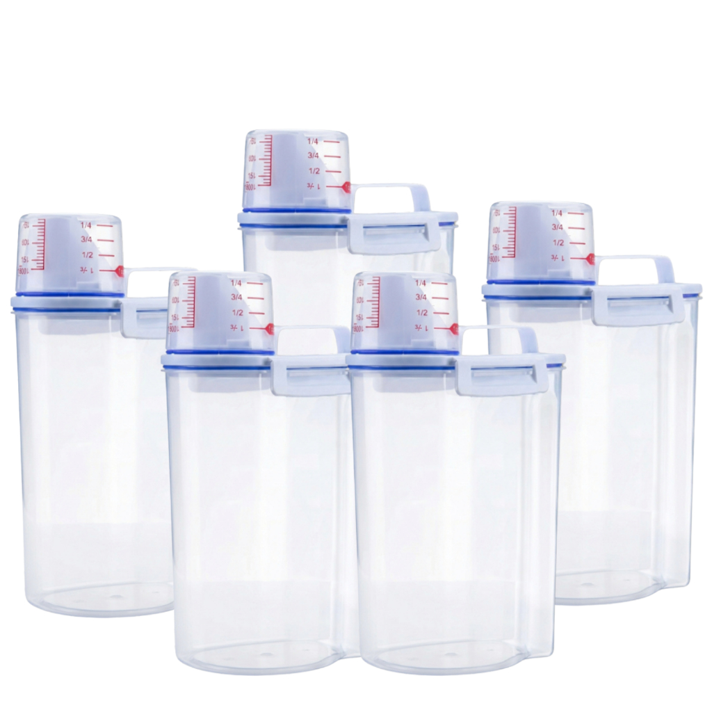 – Kits de 5 a 9 unids Pote Hermético 2L Premium Com Medidor Organizador De Alimentos Mantimentos Arroz