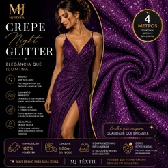 4 Metros Crepe Night Glitter Premium | Tecido com Brilho para Moda Festa