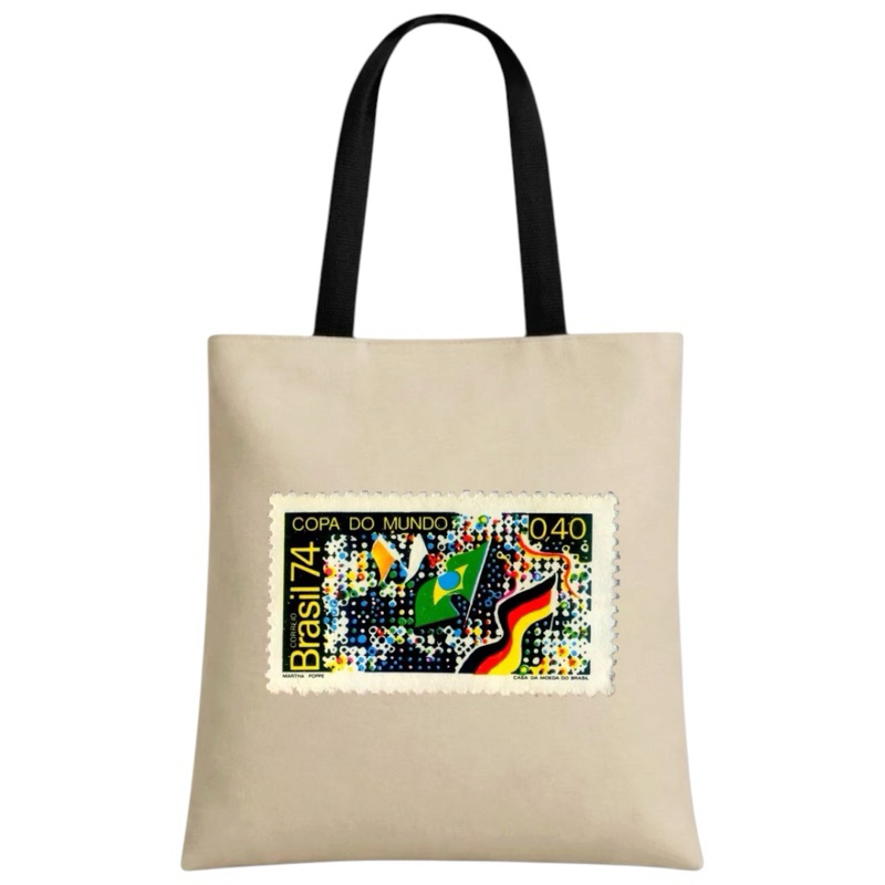 Sacola Ecobag Bolsa Nylon Impermeável Lavável 40x30 Praia Piscina Facudade Copa do Mundo De 1974