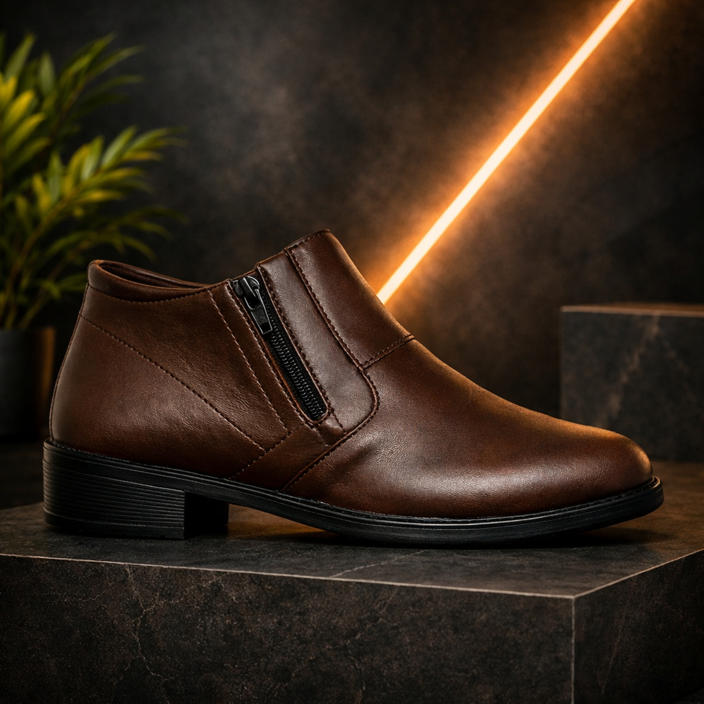 Bota Masculina Premium Sintética De luxo Mundialle – Zíper Lateral e Conforto Superior Envio Imediato!!!
