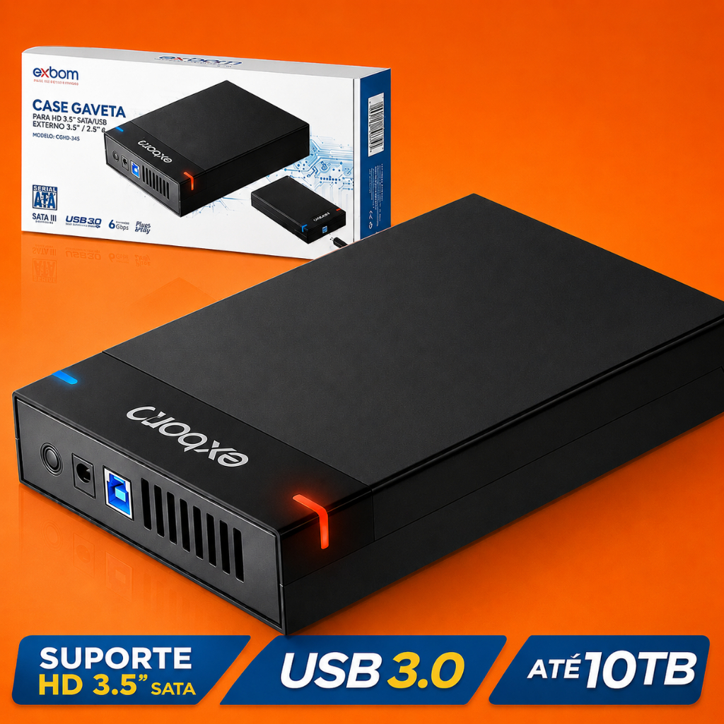 Case Gaveta HDD Gamer RGB Externo Desktop Usb 3.0 / 2.0 Sata 3.5/2.5 Portátil