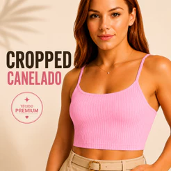 Top Feminino Canelado Alcinha Básico Moda Blogueira Cropped Premium