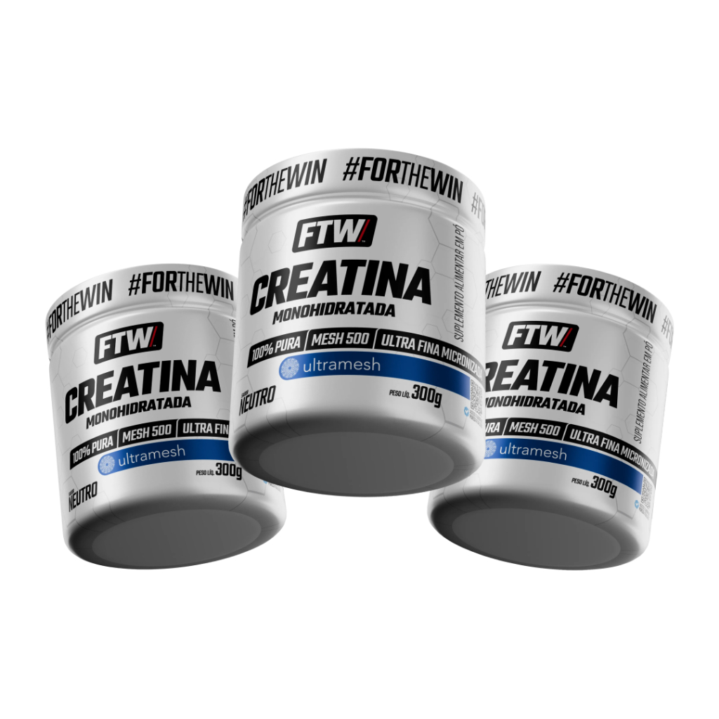 Kit 3x Creatina Monohidratada Ultra fina Micronizada Mesh 500 - Pote 300g - FTW