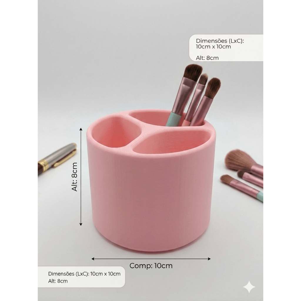 Porta Pincéis organizador Maquiagem Slim Rosa Preto Lilás Fúcsia Decorativo presente