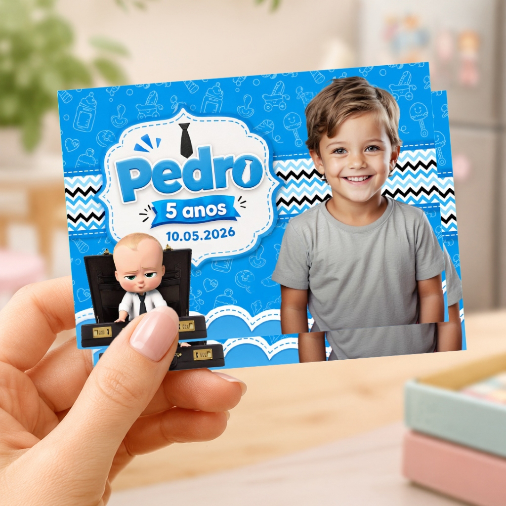 Foto Imã de Geladeira 10x7 Poderoso Chefinho - Lembrancinha Personalizada Aniversário - Convite