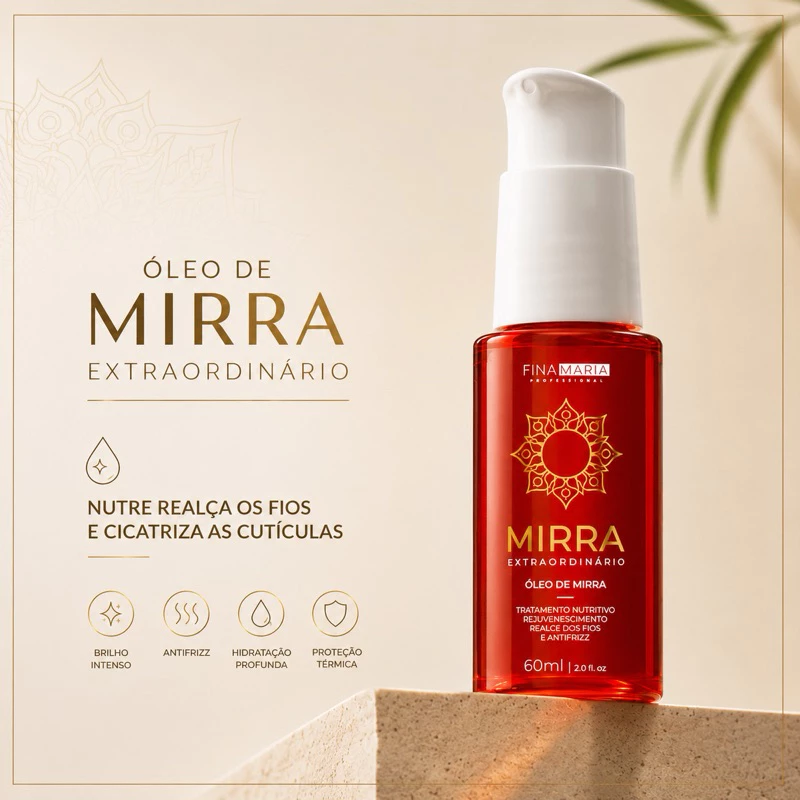 ÓLEO DE MIRRA EXTRAORDINÁRIO 60ML | NUTRE REALÇA E CICATRIZA OS FIOS | FINA MARIA PROFESSIONAL — imagem 1