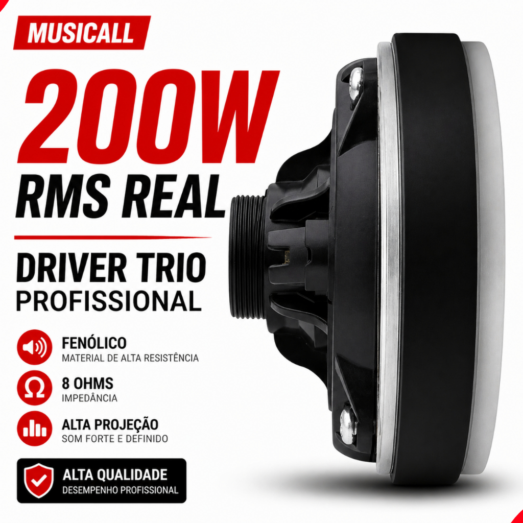 Cornbeta Driver Musicall 200w Rms 8 Ohms Fenólico D250 Trio Pancadão caixa trio paredão som potente automotivo