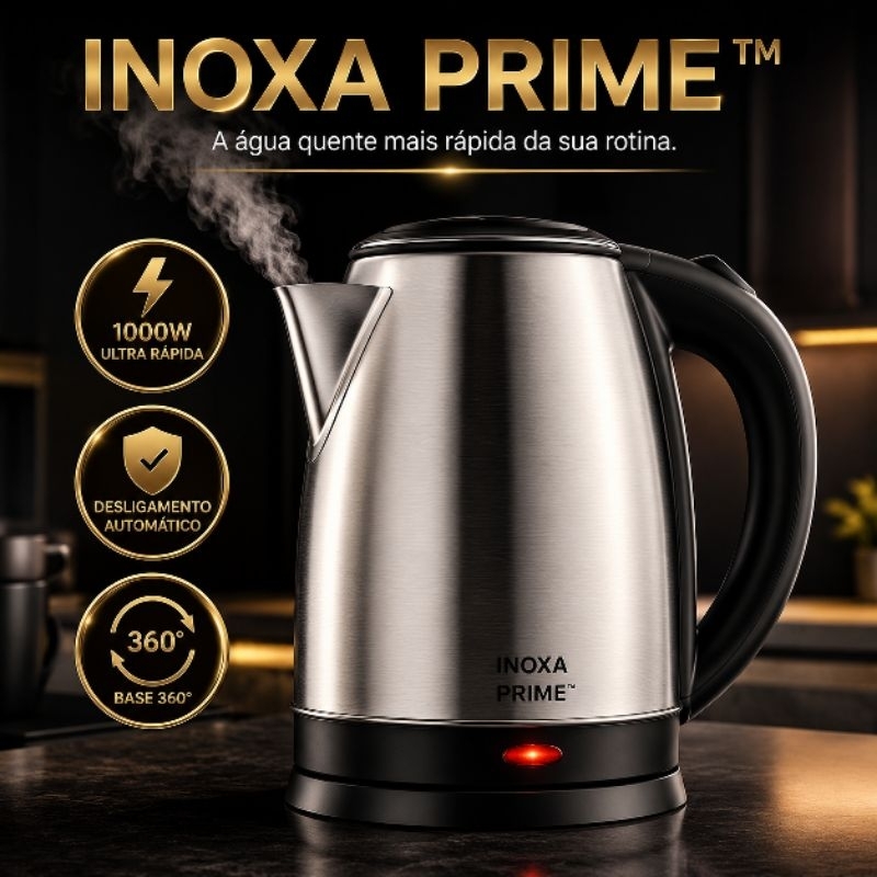 Chaleira Elétrica Inoxa Prime 1,8L Inox 1000W Aquecimento Rápido Desligamento Automático Base 360° 127V