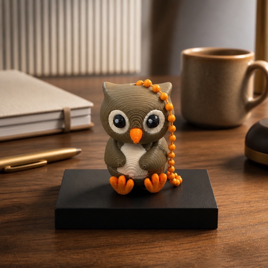 Chaveiro Coruja Articulado 3D em PLA I Chaveiro Kawaii Coruja Articulado Mochila I Lembrancinha Festa Infantil