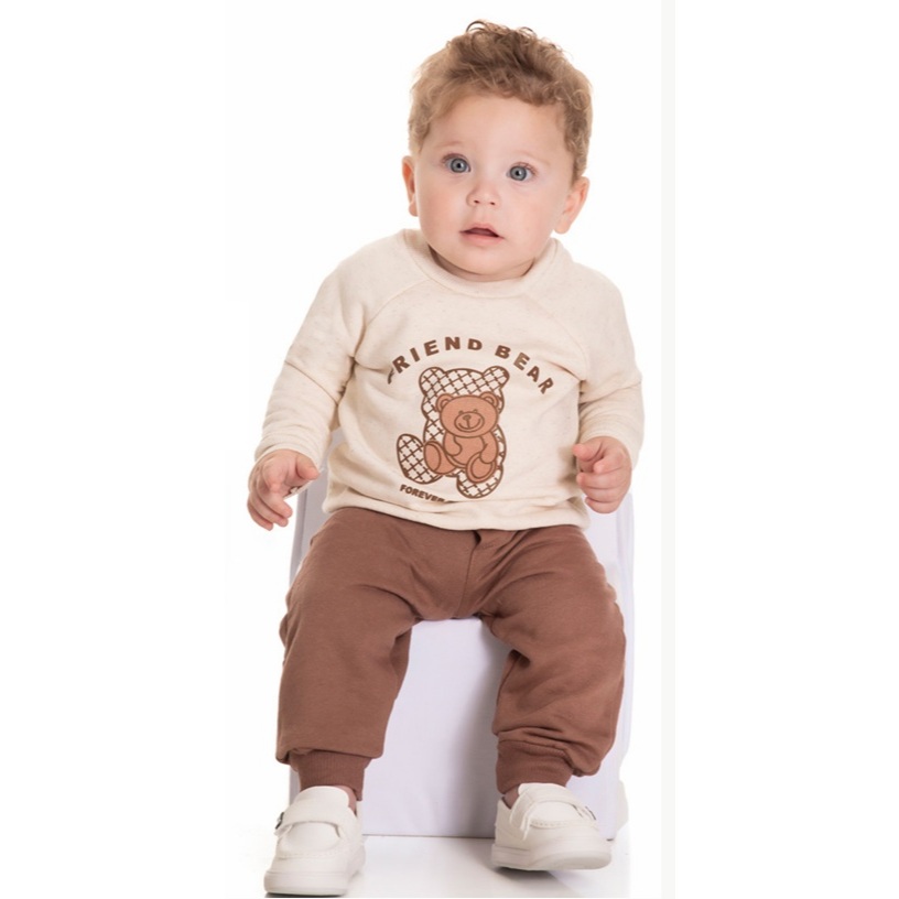 CONJUNTO MASCULINO CASACO MOLETOM / CALÇA MOLETOM RANDA MUNDU MENINO BEBE P M G INVERNO REF 10460