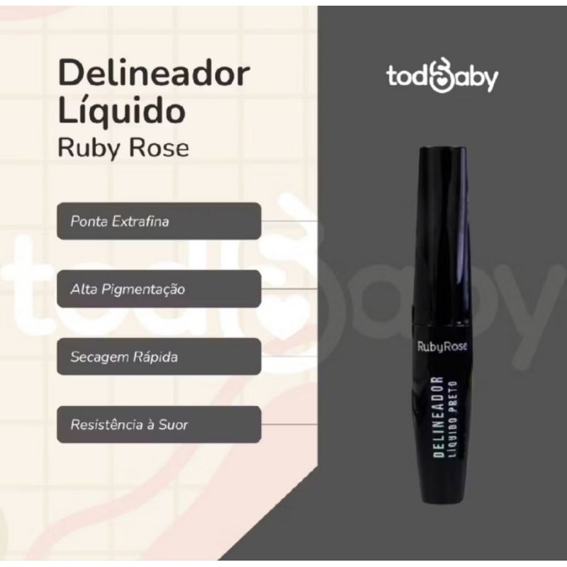 MASCARA RIMEL DE CILIOS (KIT COM 2) RUBY ROSE DELINEADOR MAQUIAGEM