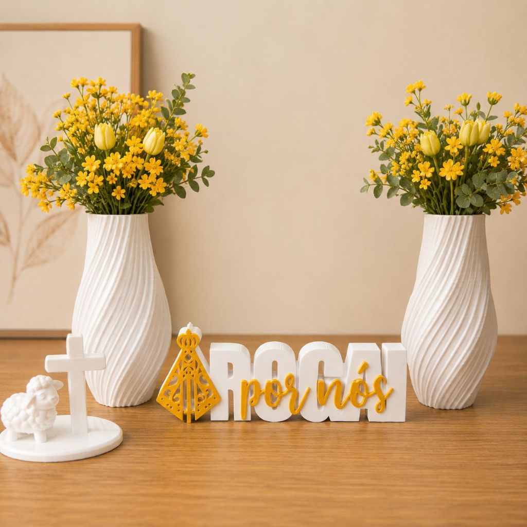 Enfeite Decorativo Religioso Nossa Senhora Aparecida “Rogai por Nós” | Decoração Cristã para Sala e Rack Vaso ovelha