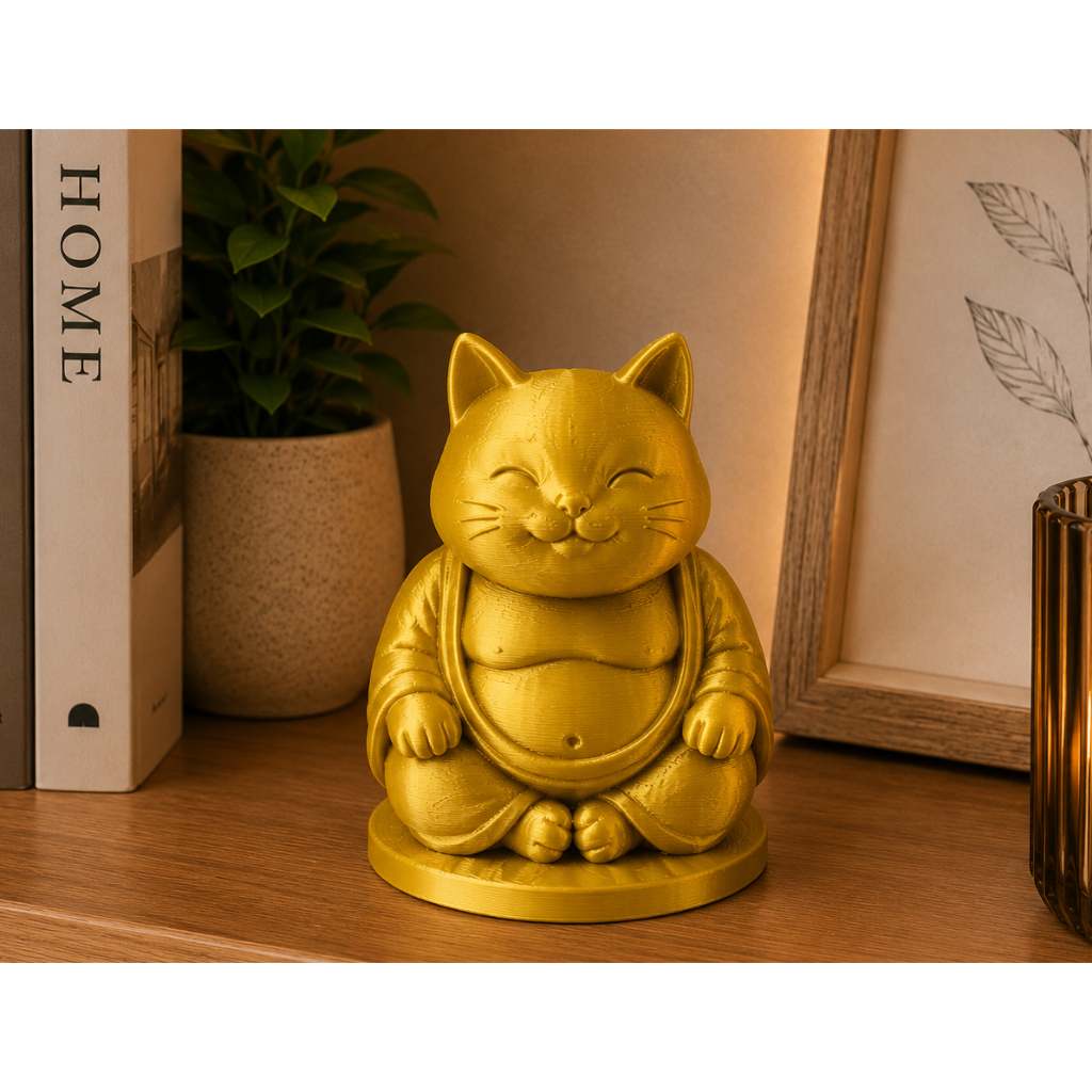 Imagem Escultura Gato Buda 7cm Decoração Zen  | Estátua Decorativa Sala Escritório Minimalista