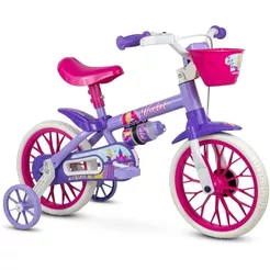 Bicicleta Infantil Aro 12 com Rodinhas e Cestinha Bicicletinha Passeio Equilíbrio Menino e Menina