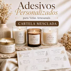 Adesivo Personalizado Para Vela Artesanal Rótulo Vinil | Cartela Mesclada